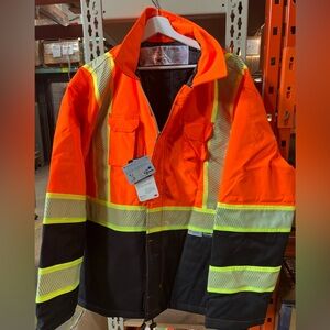 High-Visibility Orange and Black Safety Jacket